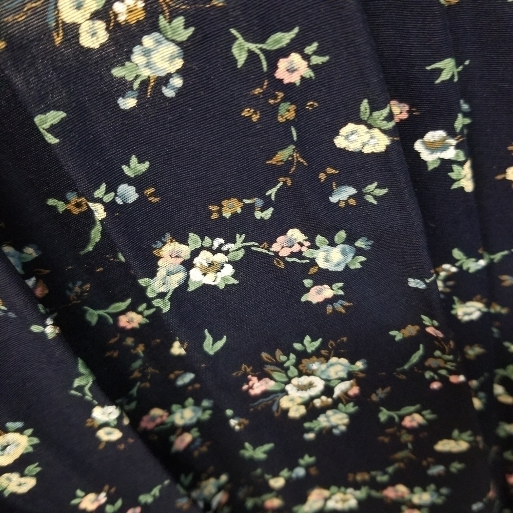 Vintage 80s Retro Cottagecore Ditsy Floral Belted Midi Dress L - Picture 10 of 10